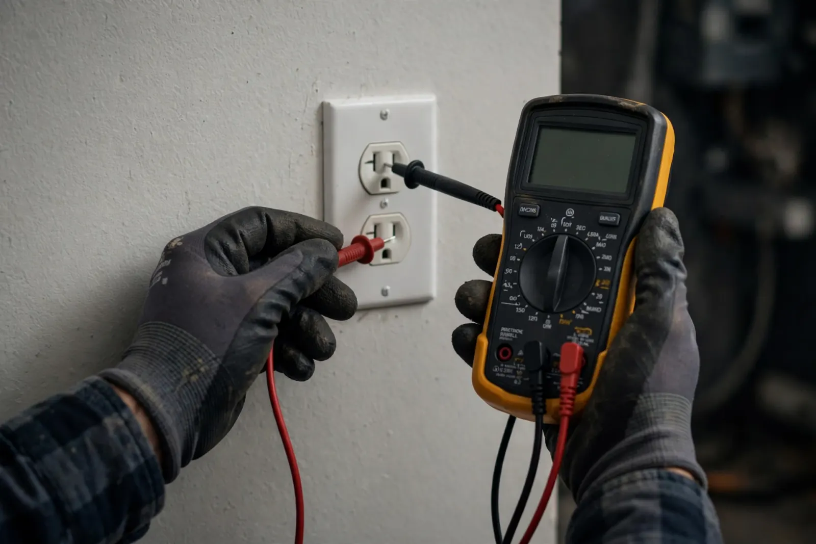 Testing an outlet with a multimeter